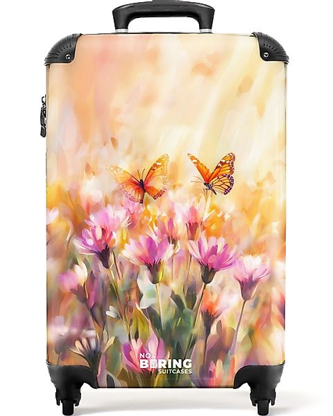 NoBoringSuitcases.com© Hartschalen-Trolley Schmetterlinge über Blumen im günstig online kaufen