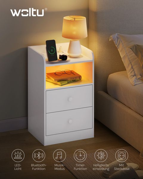 Woltu Nachttisch (2-St), Nachtschrank mit LED-Licht günstig online kaufen