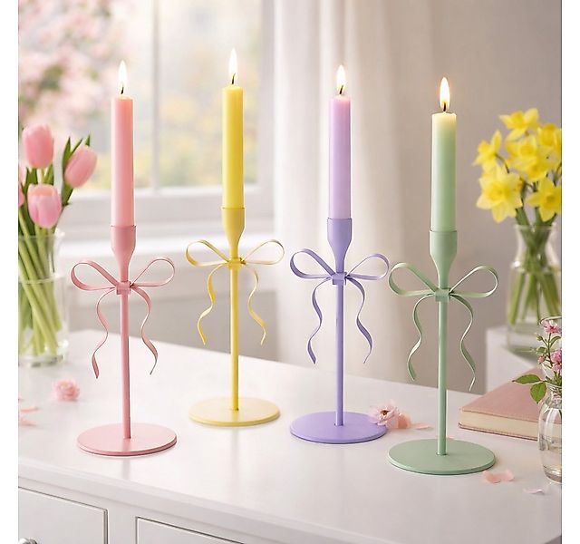 MF Kerzenhalter Kerzenleuchter Schleifenzauber 4er Set Metall Gelb Grün Lil günstig online kaufen