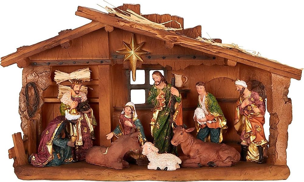 BRUBAKER Krippenfigur Weihnachtskrippe Tischkrippe Weihnachtsfigur mit hand günstig online kaufen