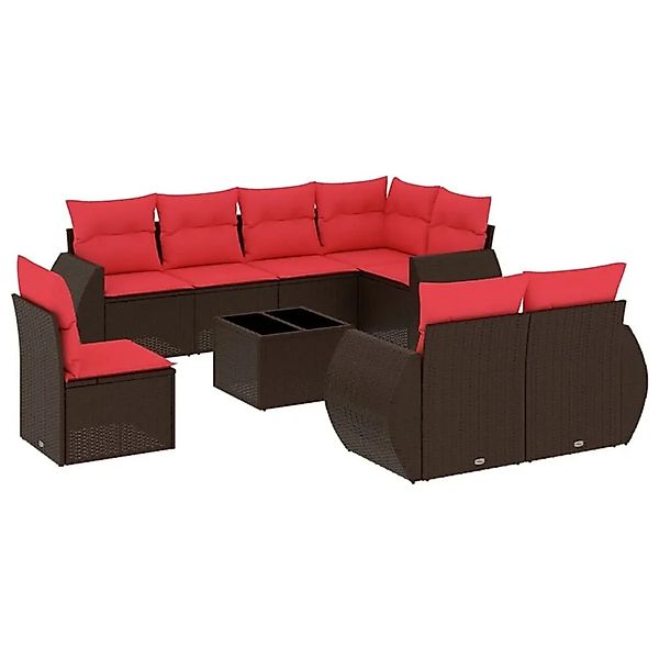 vidaXL 9-Tlg Gartensofa-Set mit Kissen Braun Polyrattan 3221653 günstig online kaufen