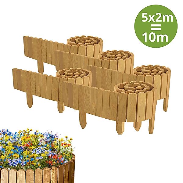 Floranica Palisade Beeteinfassung Beetumrandung Flexibler Holzzaun günstig online kaufen