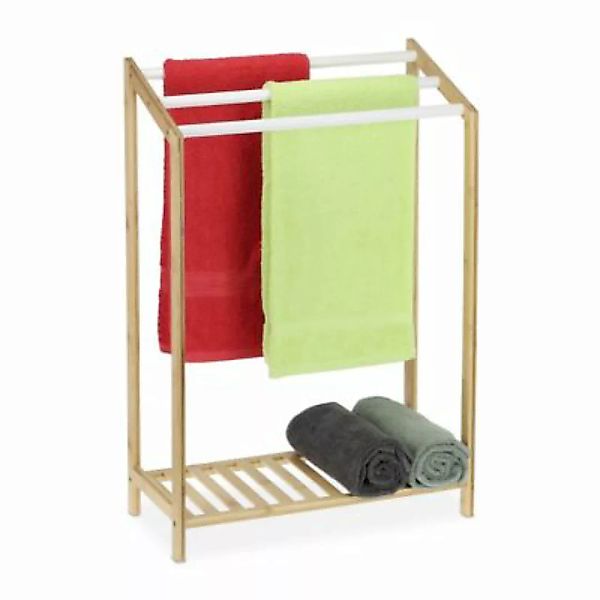 relaxdays Stehender Handtuchhalter aus Bambus natur/weiß günstig online kaufen
