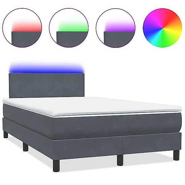 vidaXL Boxspringbett, Boxspringbett mit Matratze Dunkelgrau 120x210 cm Samt günstig online kaufen