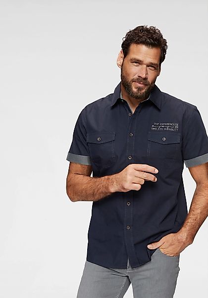 Mans World Kurzarmhemd, mit kontrastfarbener Stickerei günstig online kaufen