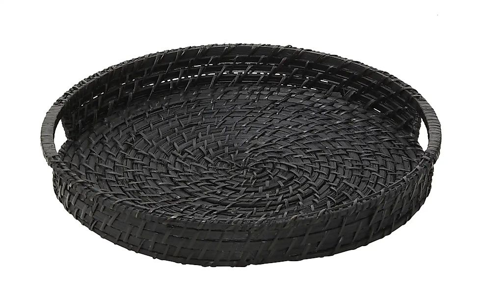 HOME STORY Tablett   ¦ schwarz ¦ Bambus,Rattan ¦ Maße (cm): H: 5  Ø: 36 Küc günstig online kaufen