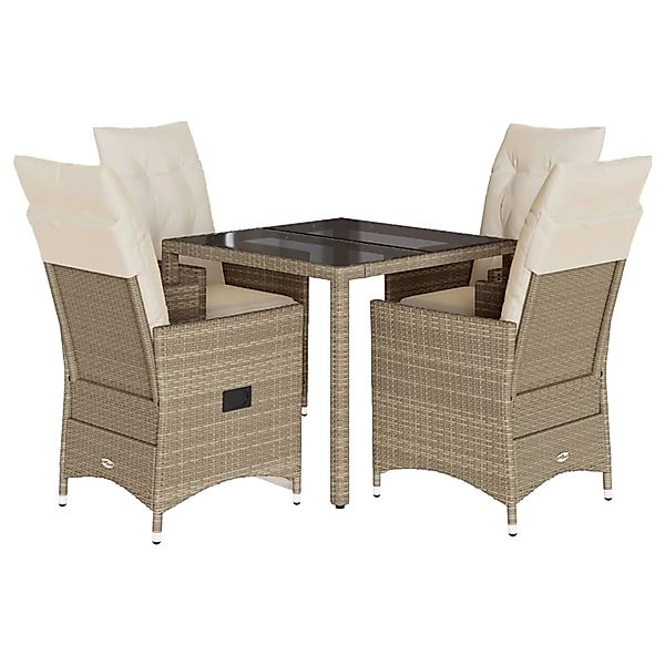 vidaXL 5-Tlg Garten-Essgruppe mit Kissen Beige Poly Rattan 3276801 günstig online kaufen