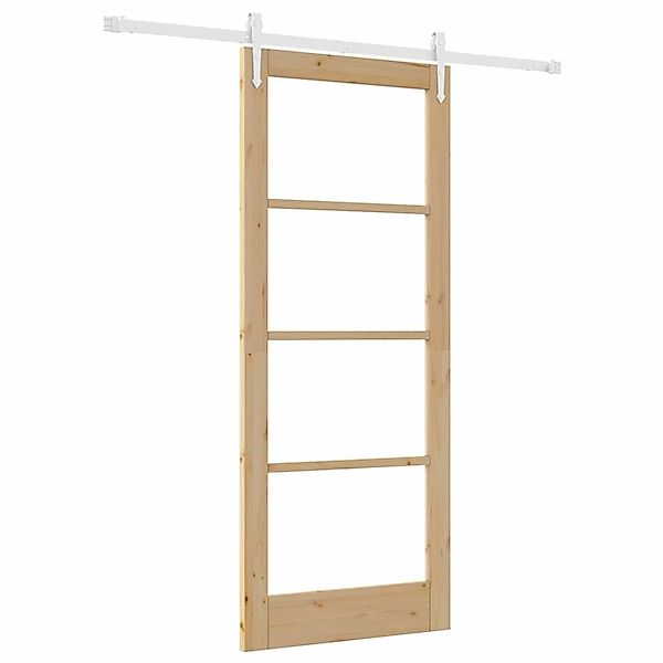 vidaXL Schiebetür Braun 83 x 202 cm Holz und Metall 3332361 günstig online kaufen