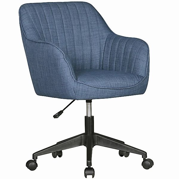 Schreibtischstuhl MIAMI Blau Stoff Design Drehstuhl mit Lehne 120 kg | Retr günstig online kaufen