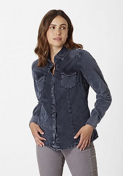 Paddock's Langarmshirt Denim shirt (1-tlg) Damen Hemdbluse Cord aus reiner günstig online kaufen