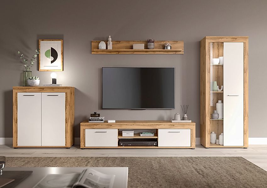 INOSIGN Wohnwand "Aosta, Breite 330cm, best. aus Highboard, Lowboard, Wandb günstig online kaufen