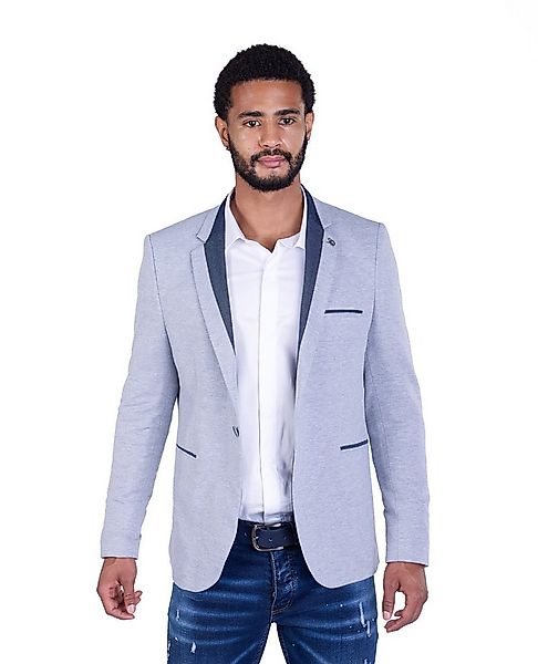 Denim Distriqt Jerseysakko Sportliches Jersey Sakko mit Jeanskragen Grau Gr günstig online kaufen