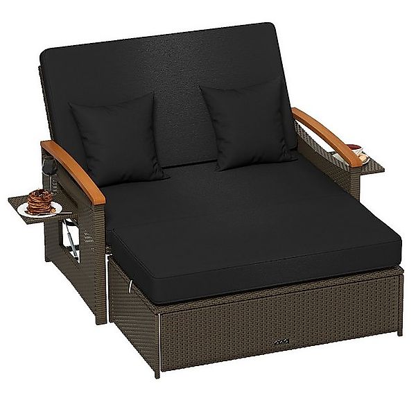 COSTWAY Loungebett, Rattan, 2-Personen, 3 in 1, mit verstellbarer Rückenleh günstig online kaufen