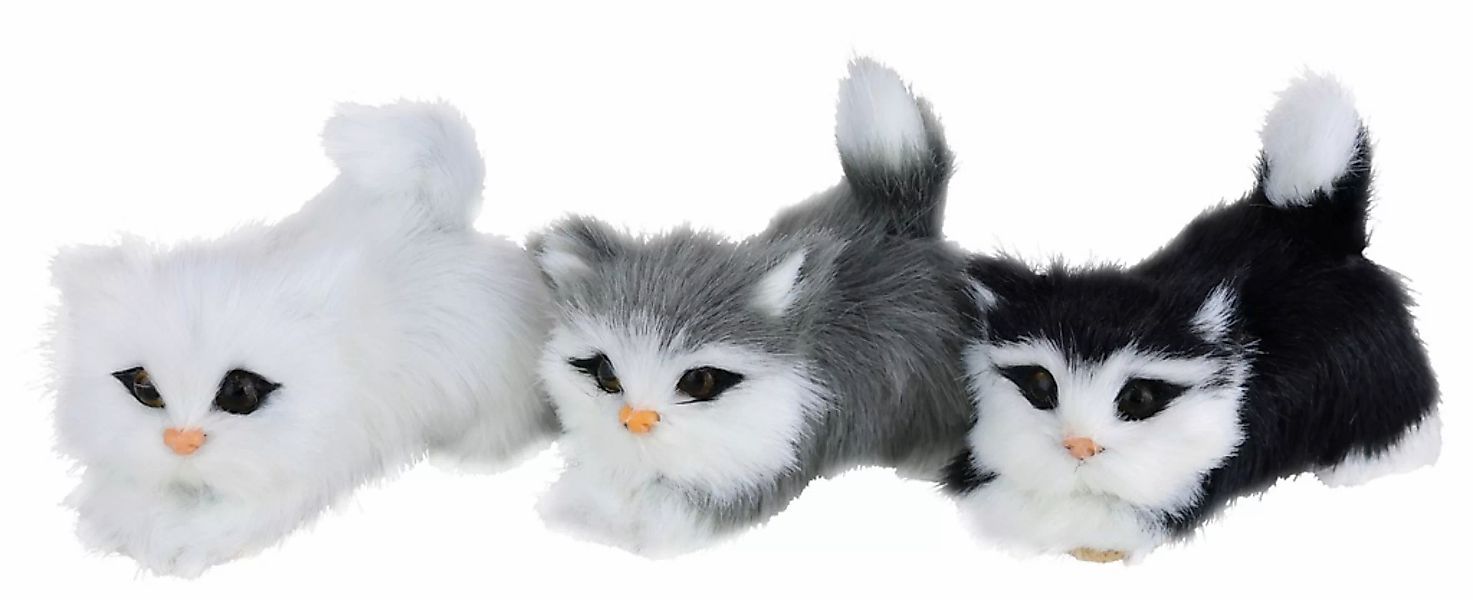 I.GE.A. Dekofigur "Tierfigur mini Katzen 3er Set", Kunstfell Statue Ornamen günstig online kaufen