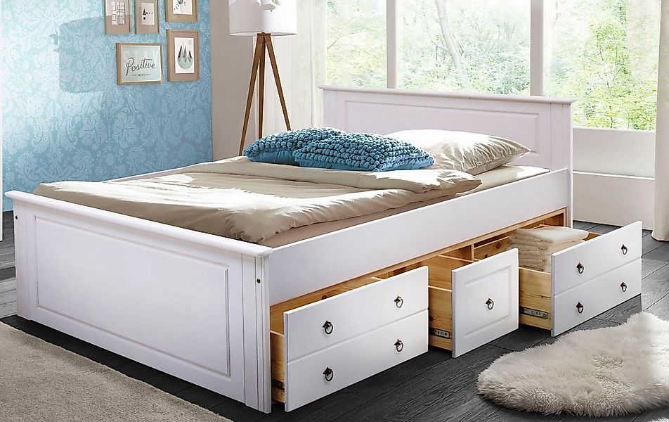 OTTO home Massivholzbett Hugo, FSC® zertifiziertes Massivholz, Landhausstil günstig online kaufen