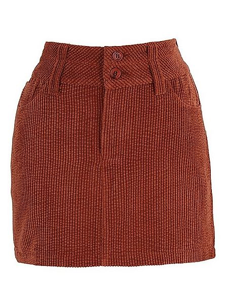 Freshlions A-Linien-Rock Freshlions Corduroy Side Slit Mini Skirt rost S günstig online kaufen
