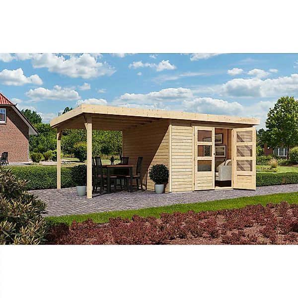 Karibu Holz-Gartenhaus Boras Natur Unbehandelt 298 cm x 302 cm günstig online kaufen