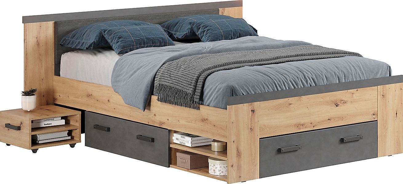 Home affaire Stauraumbett "Ambres" 1 Stk. tlg. ausziehbare Bettkästen, Fäch günstig online kaufen