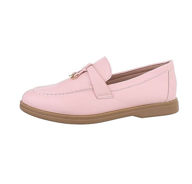 Ital-Design Damen Mokassins Freizeit Slipper Blockabsatz Mokassins in Rosa günstig online kaufen