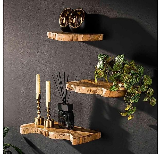 RINGO-Living Wandregal RINGO-Living Wandregal Zadie in Natur-dunkel aus Tea günstig online kaufen