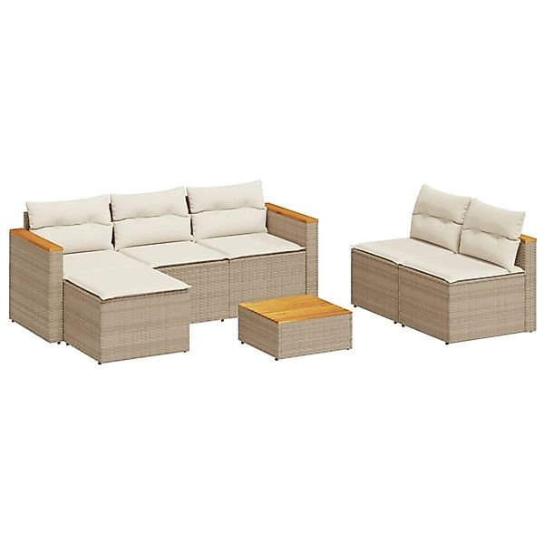 vidaXL 5-Tlg Garten-Sofagarnitur mit Kissen Beige Poly Rattan Akazie 321353 günstig online kaufen