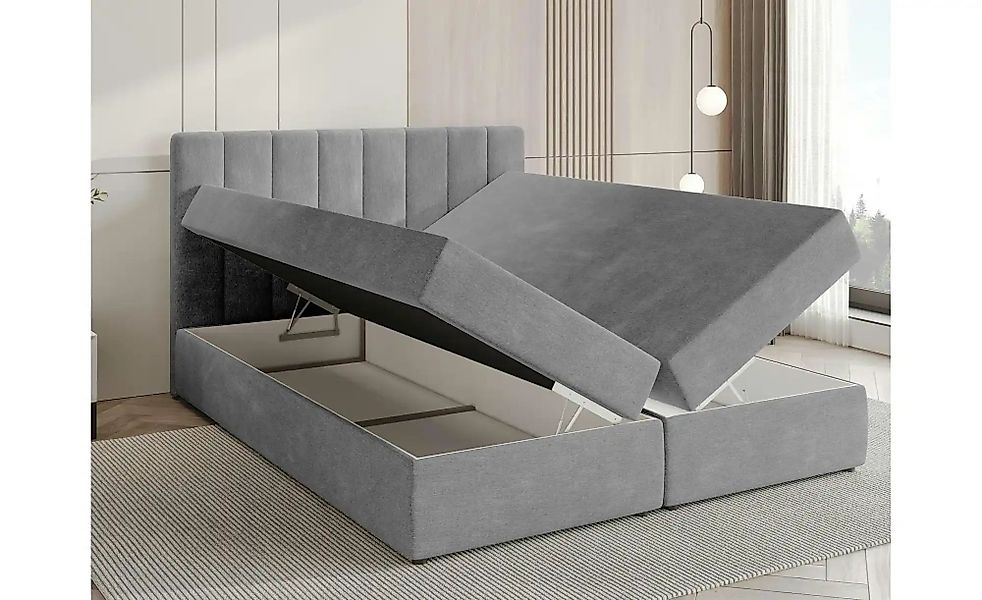 Boxbett mit Bettkasten und Topper Devora ¦ grau ¦ Maße (cm): B: 160 H: 102 günstig online kaufen