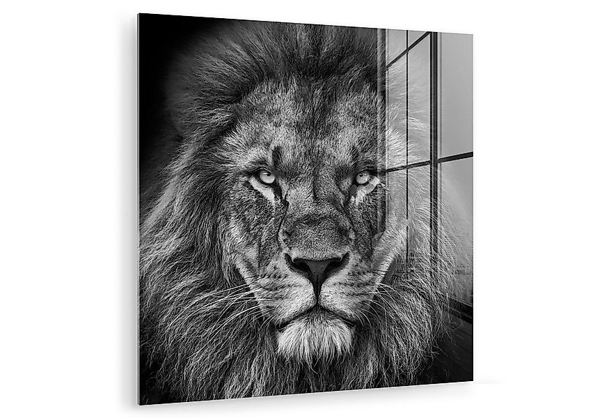 MuchoWow Acrylglasbild Tiere - Löwe - Schwarz - Weiß - Porträt, Inkl. Aufhä günstig online kaufen