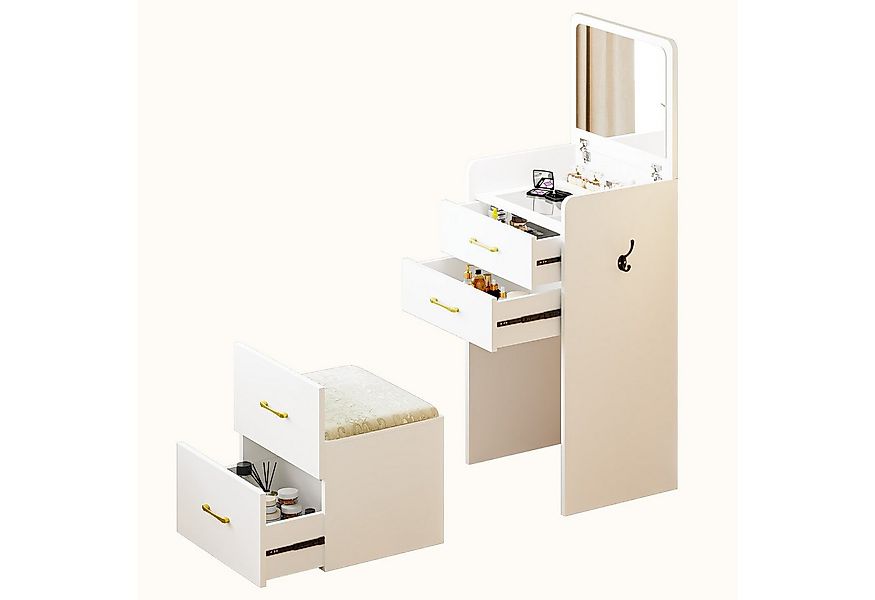 LVifur Schminktisch mit Spiegel und Hocker, platzsparender Kosmetiktisch mi günstig online kaufen