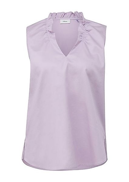 s.Oliver BLACK LABEL Blusentop Ärmellose Popeline-Bluse mit Raffung und ges günstig online kaufen