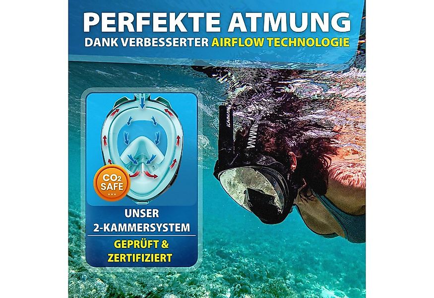 KAIMANA Tauchermaske NEUHEIT- Schnorchelmaske für Erwachsene inkl. Tragetas günstig online kaufen