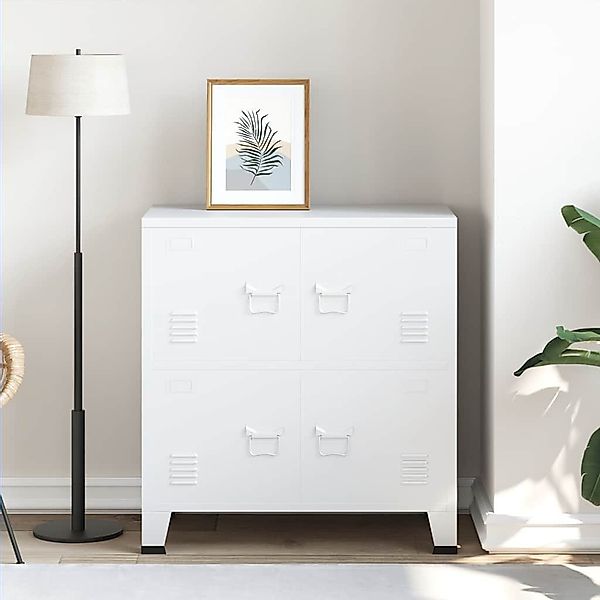 vidaXL Aufbewahrungsbox Aufbewahrungstruhe Industrial Weiß 75x40x80 günstig online kaufen