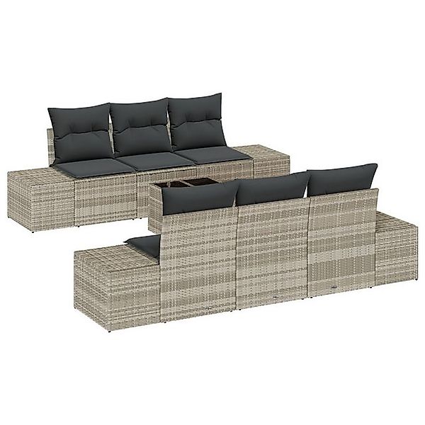 vidaXL Loungesofa Garten-Sofa-Set Set aus 7 Hellgrau, Dunkelgrau, 7 Teile günstig online kaufen