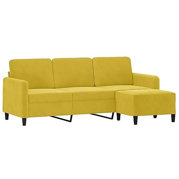 vidaXL Sofa 3-Sitzer-Sofa mit Hocker Gelb 180 cm Samt günstig online kaufen