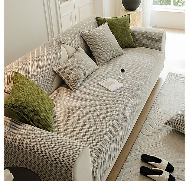 NUODWELL Sofabezug Chenille Sofabezug 1 2 3 4 Sitzer, rutschfest L Form Eck günstig online kaufen