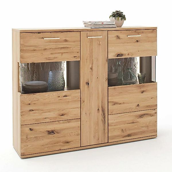 Wohnzimmer Highboard Vitrinen SAMARA-05 Asteiche Bianco massiv geölt - B/H/ günstig online kaufen