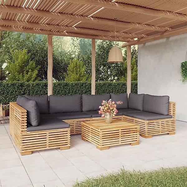 Vidaxl 7-tlg. Garten-lounge-set Mit Kissen Massivholz Teak günstig online kaufen