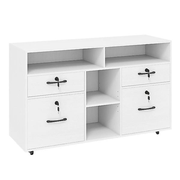 Costway Rollcontainer 4 Schubladen Abschließbar Weiß günstig online kaufen