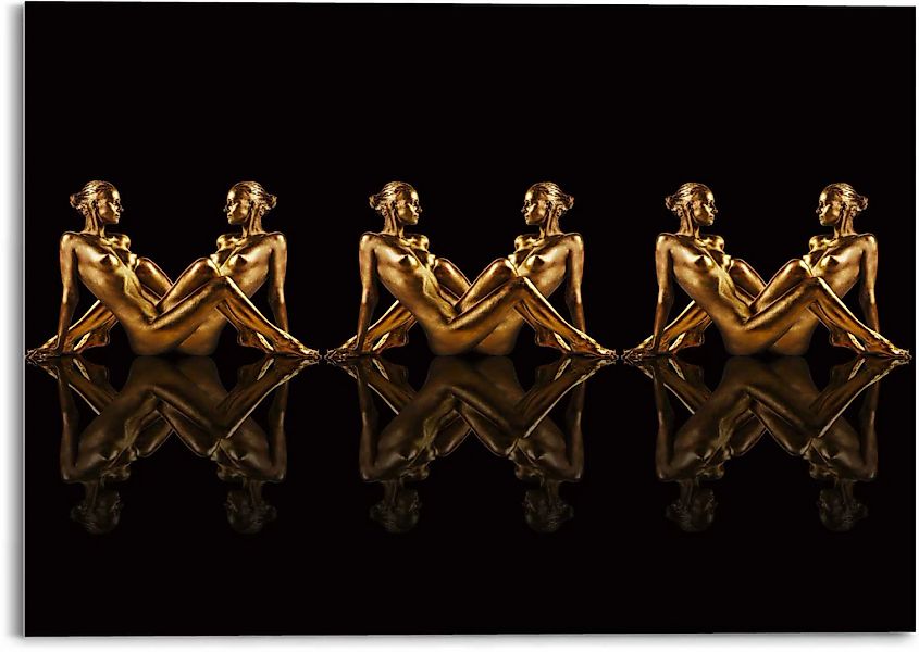 Reinders Glasbild "Glasbild Frauen in Gold Symmetrie - Caleidoscoop" Frau 1 günstig online kaufen