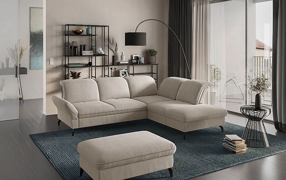 sit&more Ecksofa "Leandro L-Form" Wahlweise mit Bett-, Kopfteil - und Armle günstig online kaufen