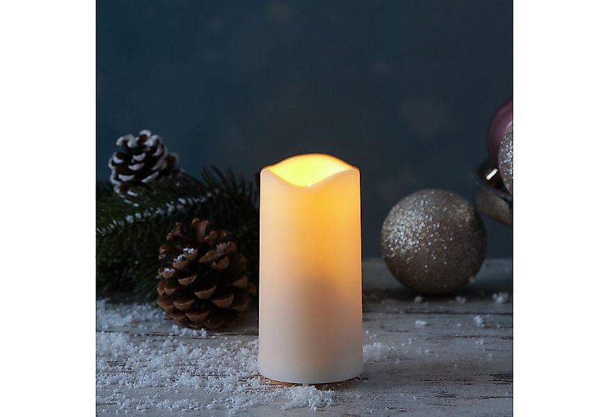 MARELIDA LED-Kerze Grabkerze Mini Stumpenkerze H: 10cm D: 5cm Timer Sensor günstig online kaufen