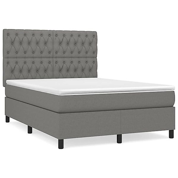 vidaXL Boxspringbett mit Matratze Dunkelgrau 140x200 cm Stoff1399324 günstig online kaufen