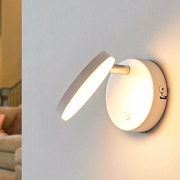 Lindby LED-Wandlampe Milow, weiß, 9,6 cm hoch, Schalter günstig online kaufen