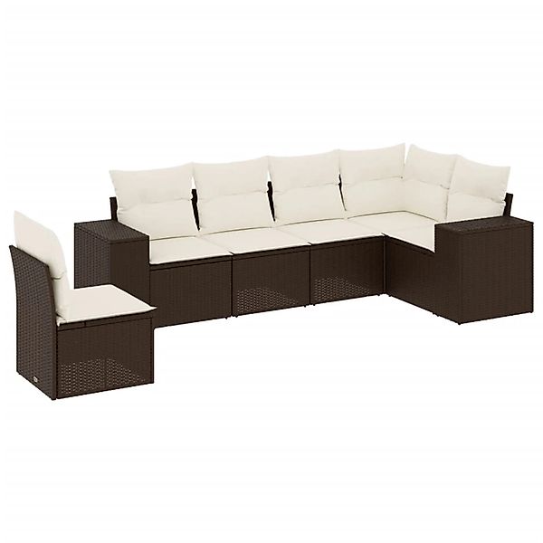 vidaXL 6-Tlg Garten-Sofagarnitur mit Kissen Braun Poly Rattan 3222632 günstig online kaufen