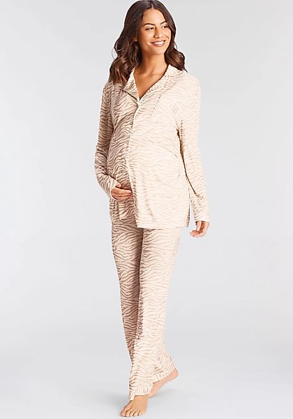 LASCANA Umstandspyjama, 2 Stk. mit Knopfleiste und Raffung an der Seitennah günstig online kaufen