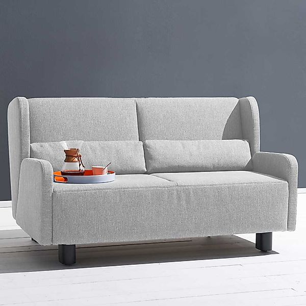 Zweisitzer Schlafsofa in Hellgrau Webstoff Made in Germany günstig online kaufen