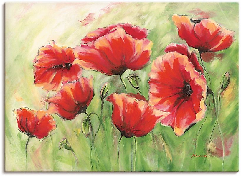 Artland Wandbild "Rote Mohnblumen II" Blumen 1 Stk. tlg. als Leinwandbild, günstig online kaufen