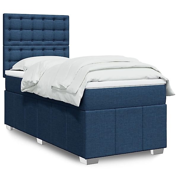 vidaXL Boxspringbett mit Matratze Blau 90x200 cm Stoff 3293871 günstig online kaufen