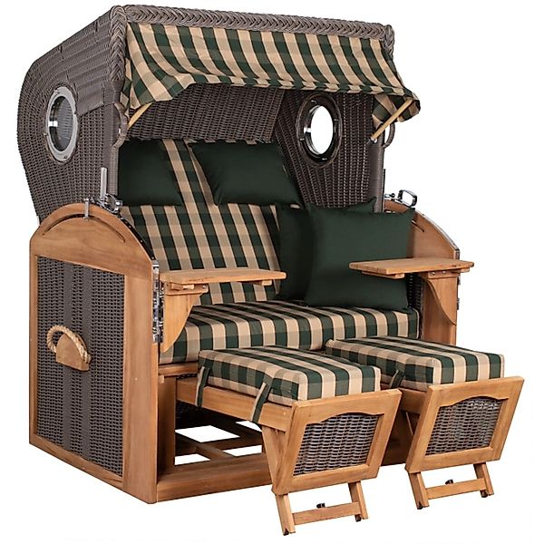 GarWoh Strandkorb Horum XL Teak PE Grey Dessin 506 günstig online kaufen
