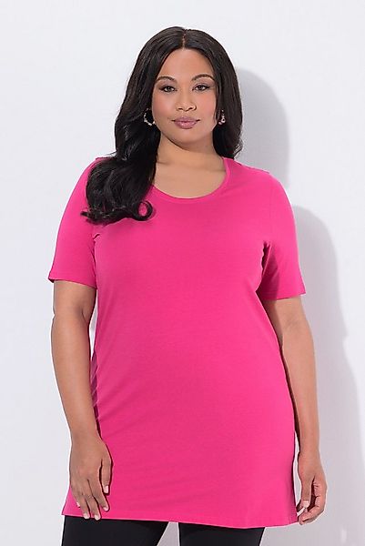 Ulla Popken Longshirt Longshirt A-Linie Rundhalsausschnitt Halbarm günstig online kaufen