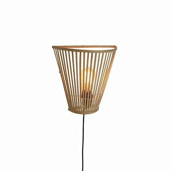 Wandleuchte mit Stromkabel Merapi holz beige / Bambus / L 30 x H 30 cm - GO günstig online kaufen